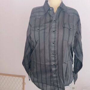Men’s western grey and black striped shirt